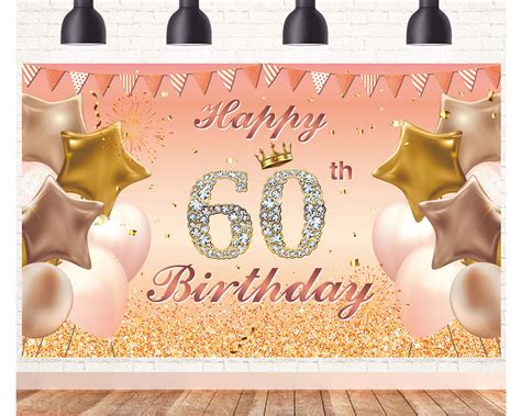 happy birthday banner rose gold|60th birthday banners rose gold.